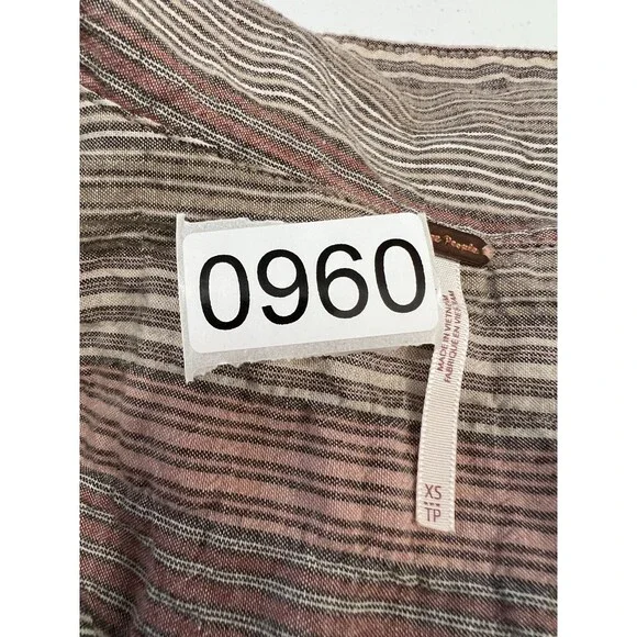 Free People Women's Oversized High Tide Shirt Pink Sands Stripe Size XS - Picture 9 of 9